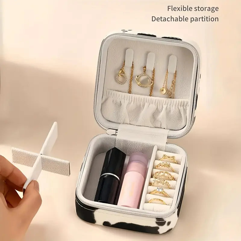 1 bucată cutie portabilă pentru bijuterii, poate depozita accesorii, mică și elegantă, cutie de păstrare pentru cercei, inele și coliere, accesoriu de , potrivită pentru petreceri, vacanțe, fotografii și sărbători, cadou pentru mamă sau prietenă, cutii bijuterii Detaliile articolului 1