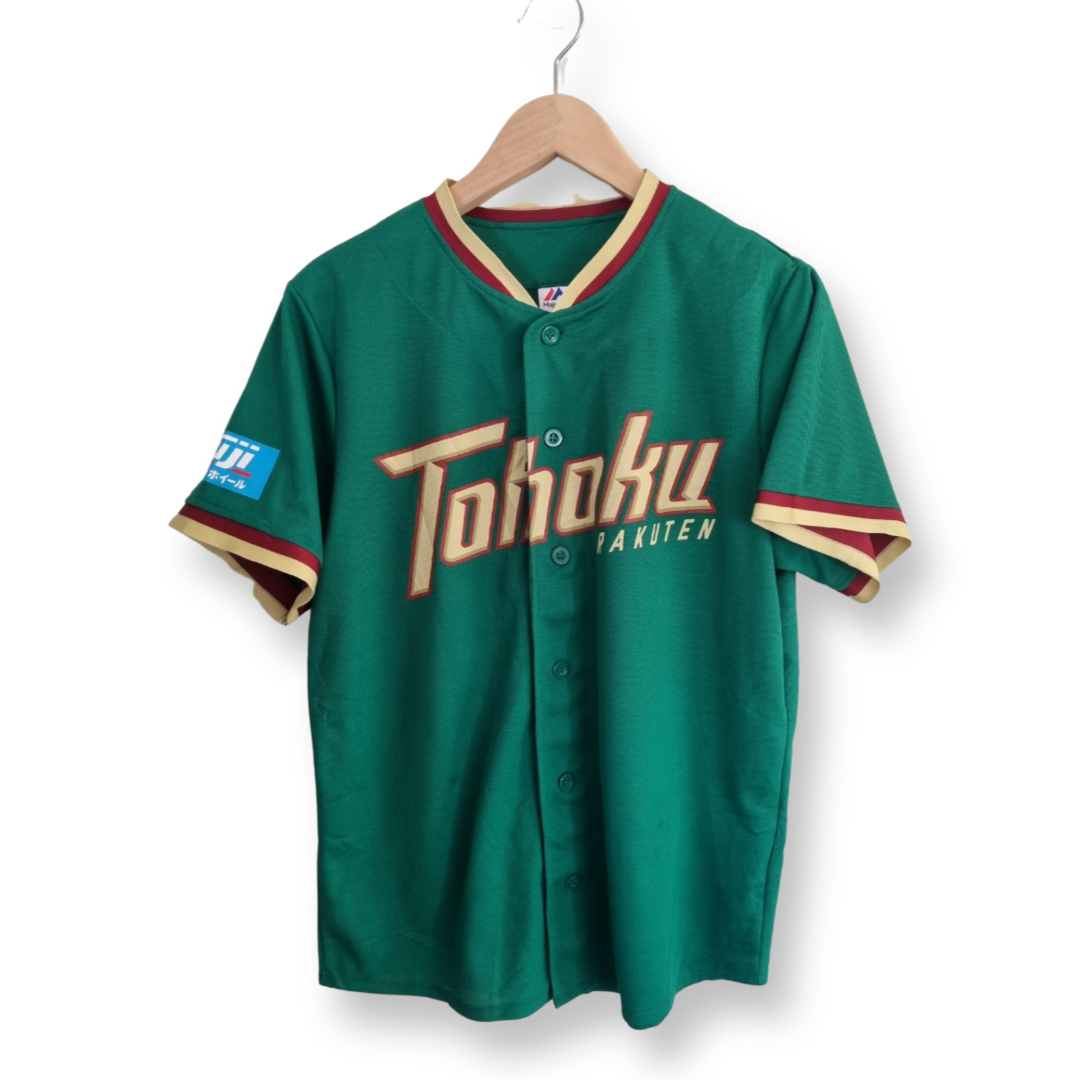 Genuine Japan Baseball Majestic Tohoku Rakuten Eagles Pin Stripe Jersey White L