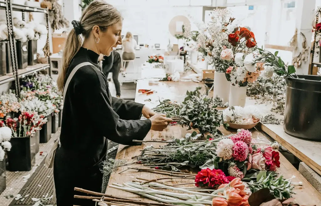 florist working at bench
