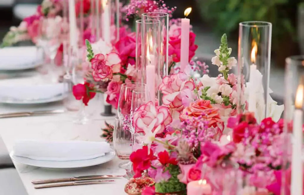 pink table flowers
