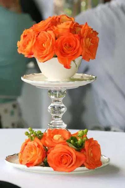 wedding table decorations tea cup flowers