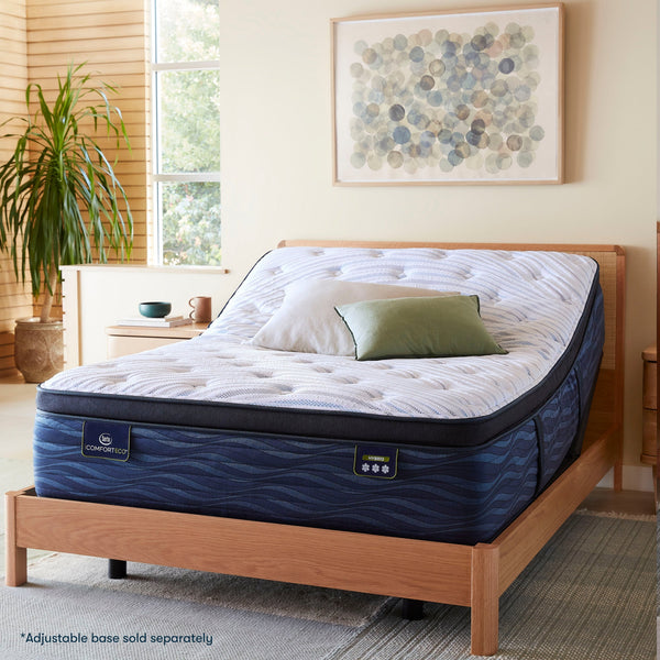 Serta iComfortECO Enhanced Quilted Hybrid Plush Pillow Top Mattress On Adjustable Base