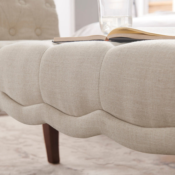 Madison Upholstered Bench in Natural closeup