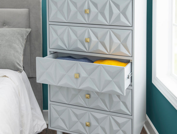 Geo 5-Drawer Dresser in Grey-drawer