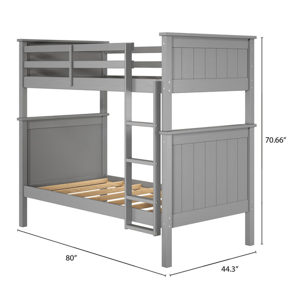 Leah Twin over Twin Bunk Bed in Grey-measurements