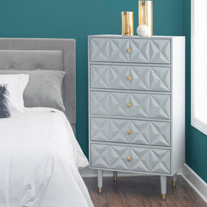 Geo 5-Drawer Dresser in Grey-Lifestyle