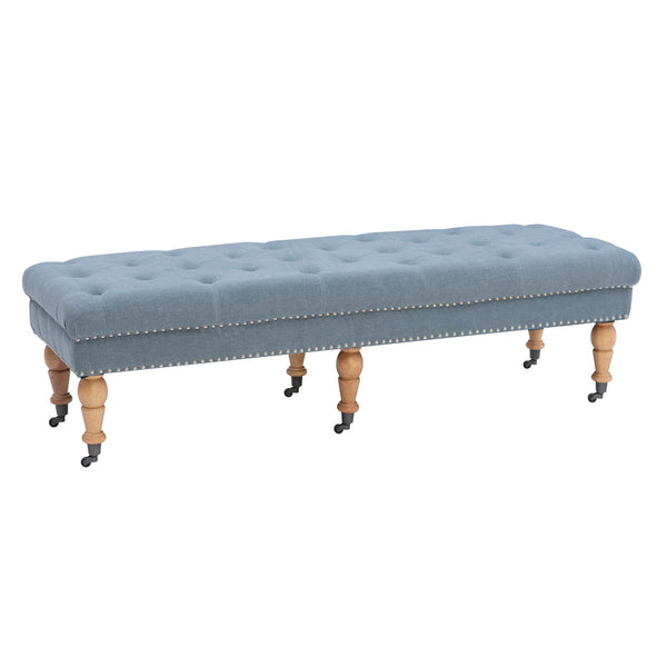 Isabelle 62" Upholstered Bench in Washed Blue-silouhette