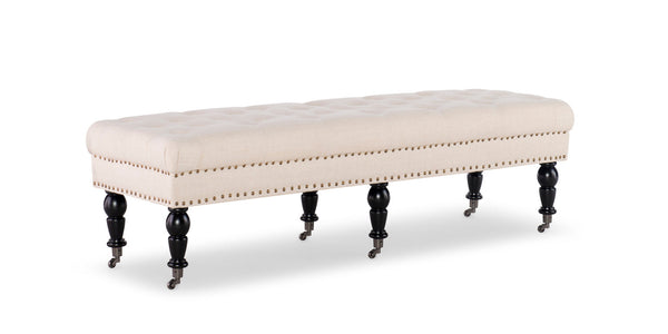 Isabelle 62" Upholstered Bench in Natural silouhette