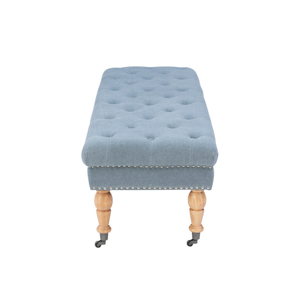 Isabelle 62" Upholstered Bench in Washed Blue-side