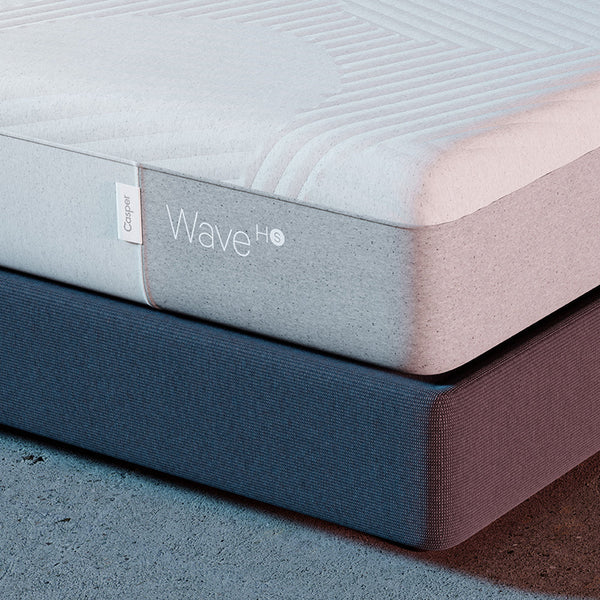 Casper Wave Hybrid Snow Mattress On Bed In Bedroom Corner Detail
