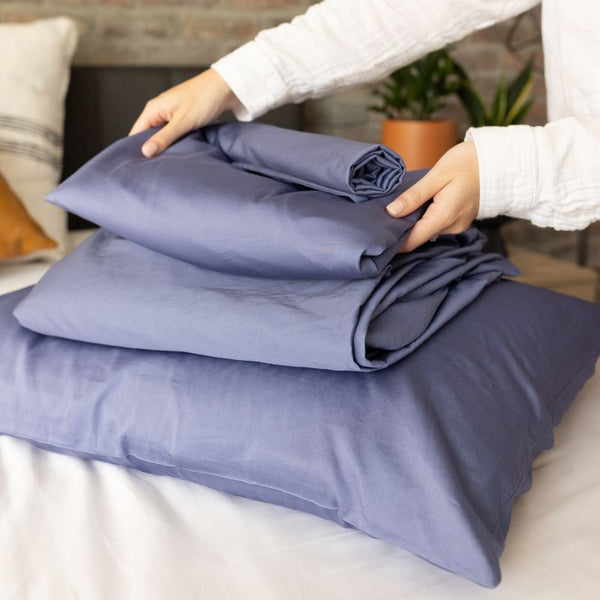 DreamFit DreamCool™ Egyptian Cotton Sheet Set-blue stack