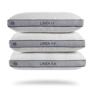 Bedgear Linea Pillow Stack 1.0, 2.0, 3.0 top to bottom