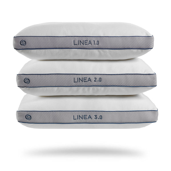 Bedgear Linea Pillow Stack 1.0, 2.0, 3.0 top to bottom