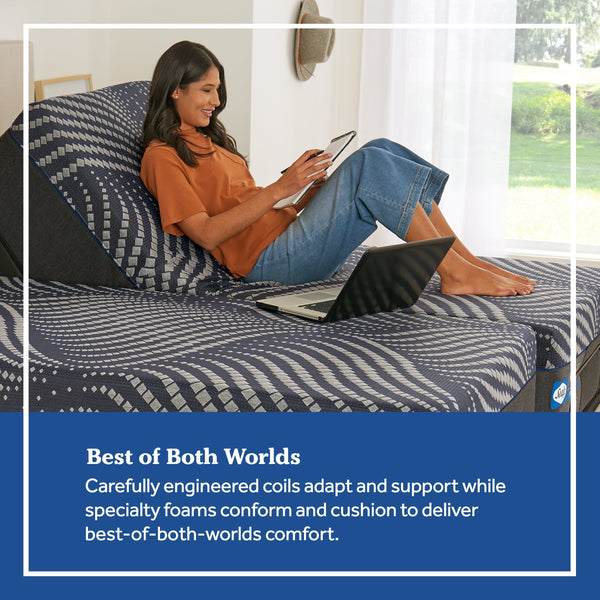 Woman Laying On Sealy Brenham Soft Mattress On An Adjustable Base