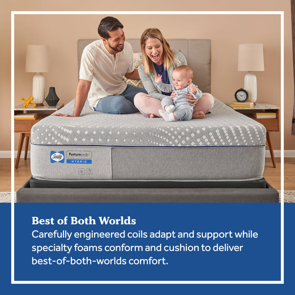 Sealy Hybrid Fendler Medium Mattress In Bedroom Family Relaxing On Bed