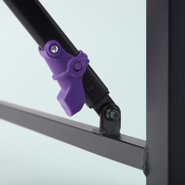 Purple Platform Bed Frame hinge close up