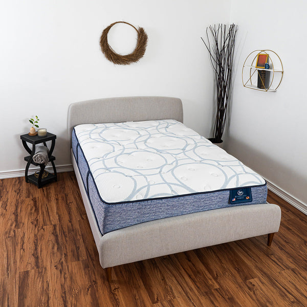 Serta iDirections X3 Hybrid II Plush Mattress On Bed Frame In Bedroom Overhead View