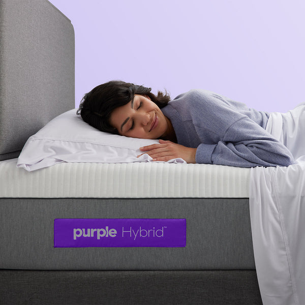 Woman Sleeping On The Purple Hybrid Mattress