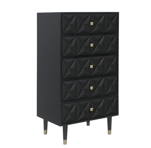 Geo 5-Drawer Dresser in Black-silouhette