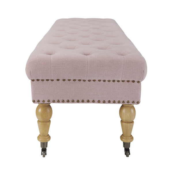 Isabelle 62" Upholstered Bench in Washed Pink-side