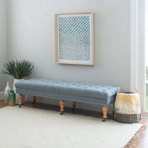 Isabelle 62" Upholstered Bench in Washed Blue-Lifestyle
