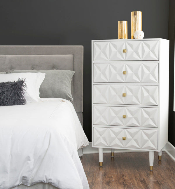 Geo 5-Drawer Dresser in White-Lifestyle