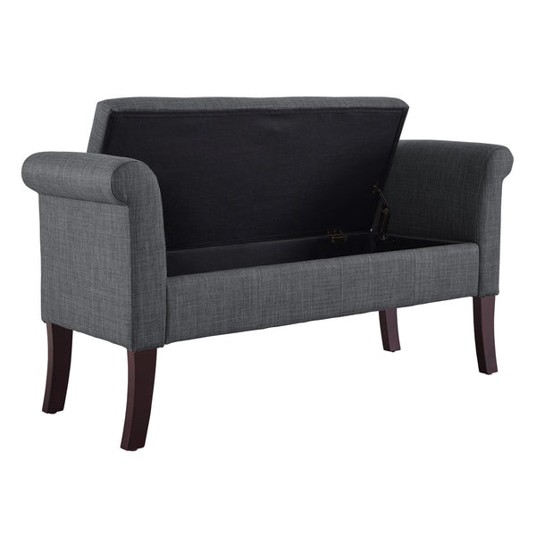 Madison Upholstered Bench in Charcoal open