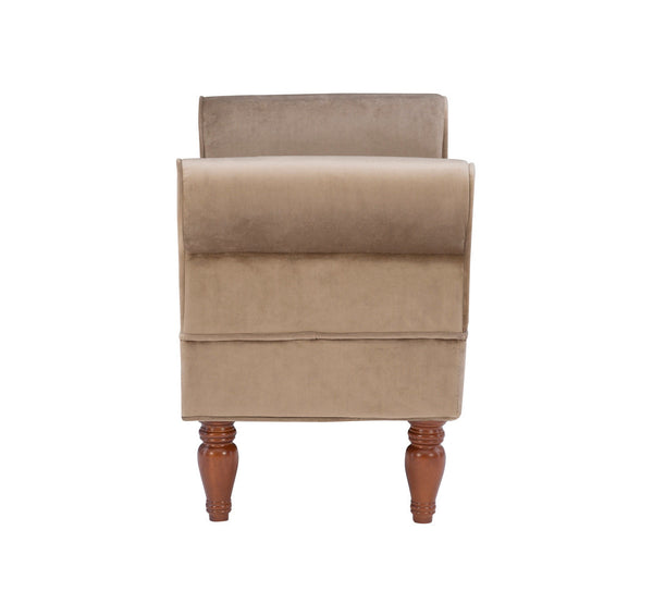 Lillian Upholstered Bench in Coffee side view