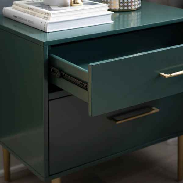 Gwyneth Nightstand in Dark Green-drawer