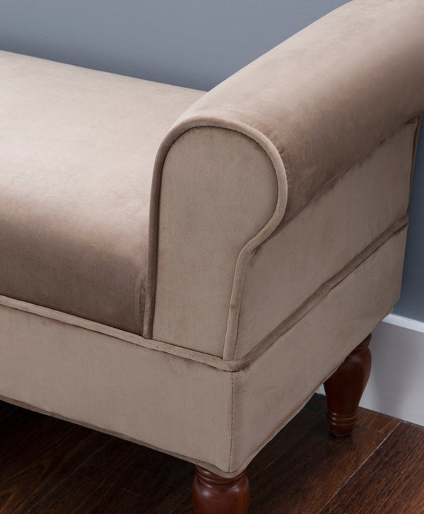 Lillian Upholstered Bench in Coffee arm detail