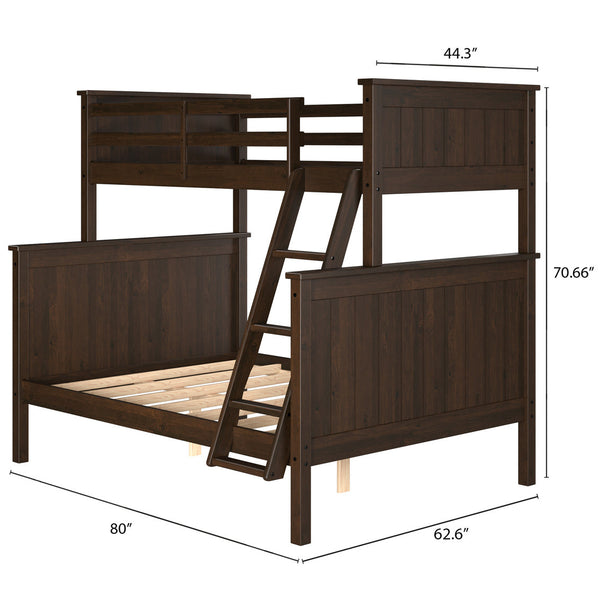 Leah Twin over Full Bunk Bed in Walnut-measurements