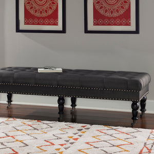 Isabelle 62" Upholstered Bench in Charcoal lifestyle