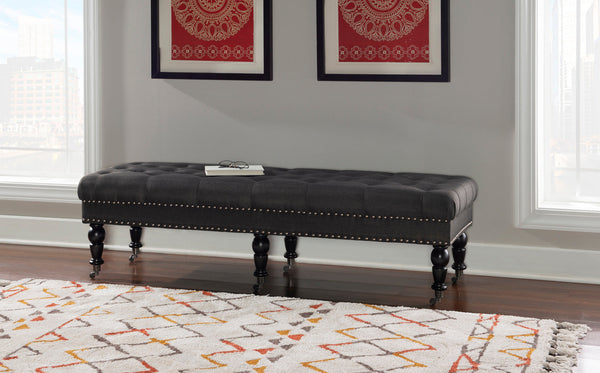 Isabelle 62" Upholstered Bench in Charcoal lifestyle