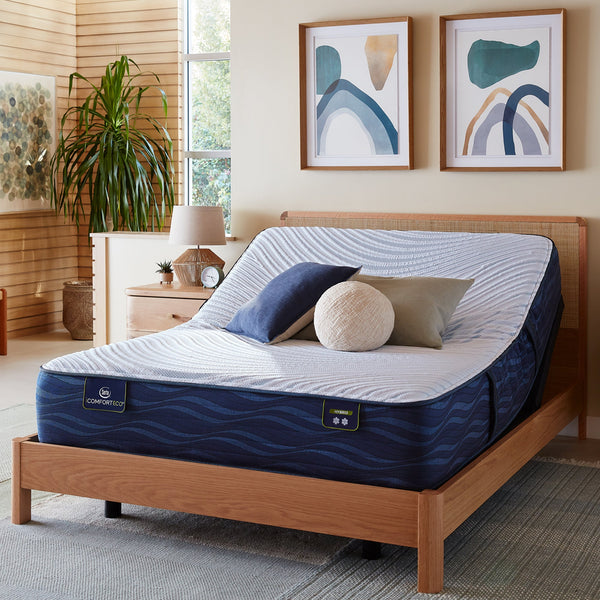 Serta iComfortECO Smooth Hybrid Firm Mattress On Adjustable Base