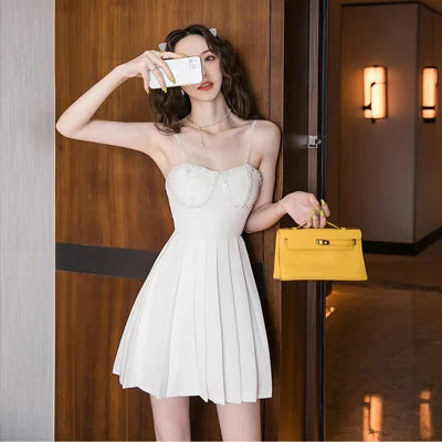 White Sexy Strap Slim Mini Party Prom Dress Women