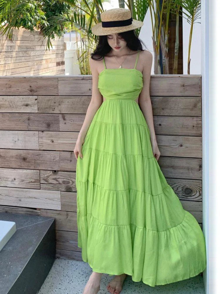 Stylish Hollow Strap Maxi Dress for Holiday Parties and Proms