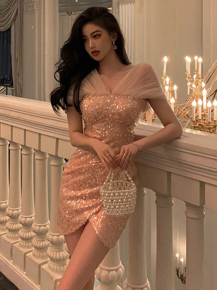 Stunning Sparkly Sequin Evening Dress for Women Party Ready