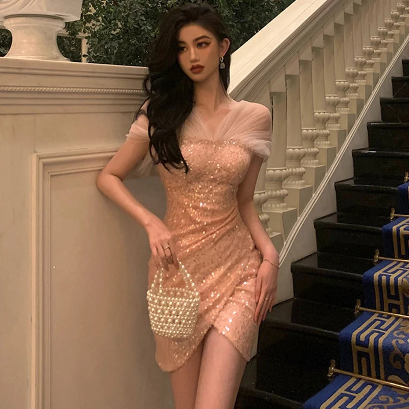 Stunning Sparkly Sequin Evening Dress for Women Party Ready