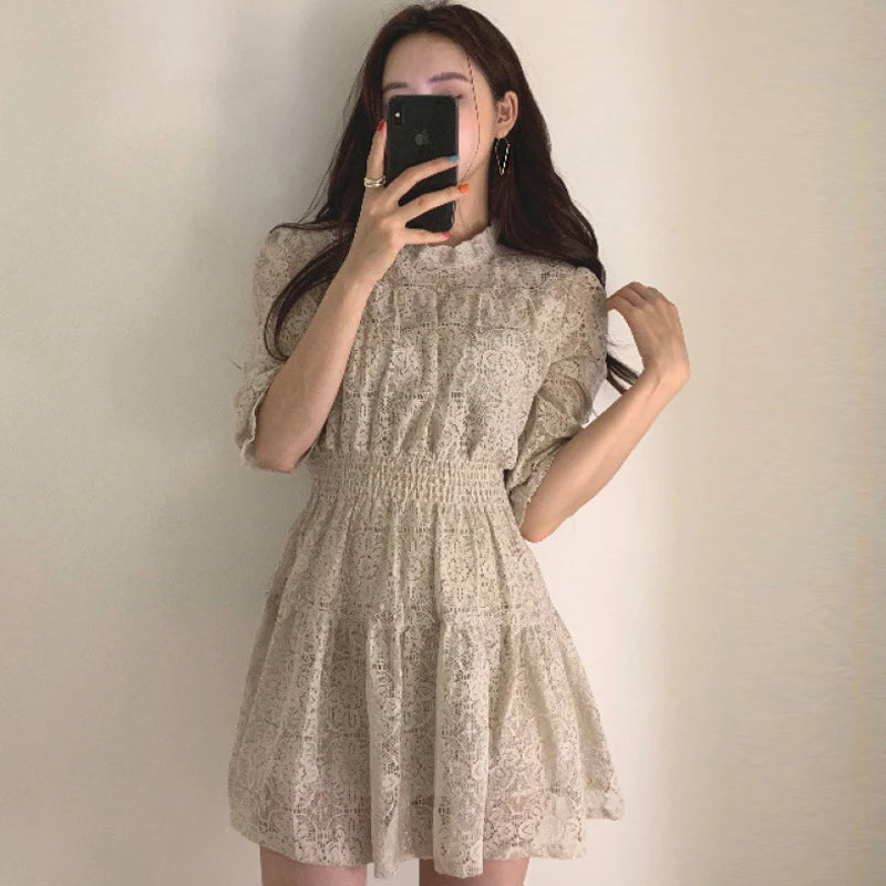 Chic Lace Sheer Mini Dress for Women: Perfect for Parties