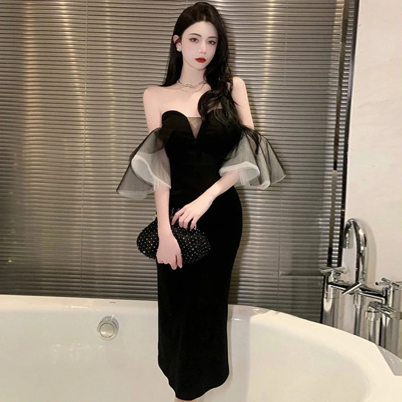 Stylish Mesh Sheer Evening Dress for Women Stretchy and Sexy