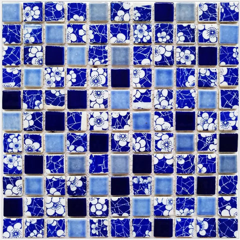 Blue White Porcelain Kitchen Backsplash Tile Bathroom Ceramic Floor Tiles Mosaic SSD046