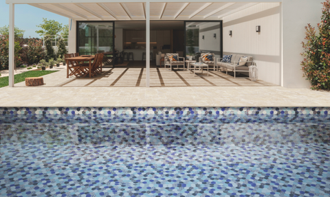 Porcelain tiles are another option to create a unique look for your pool and to move away from traditional ceramic tiles.  