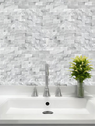 Subway Brick White Marble Stone Mosaic For Kitchen Bathroom Wall Backsplash Tile STMT001