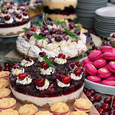 Cherry desserts table spread