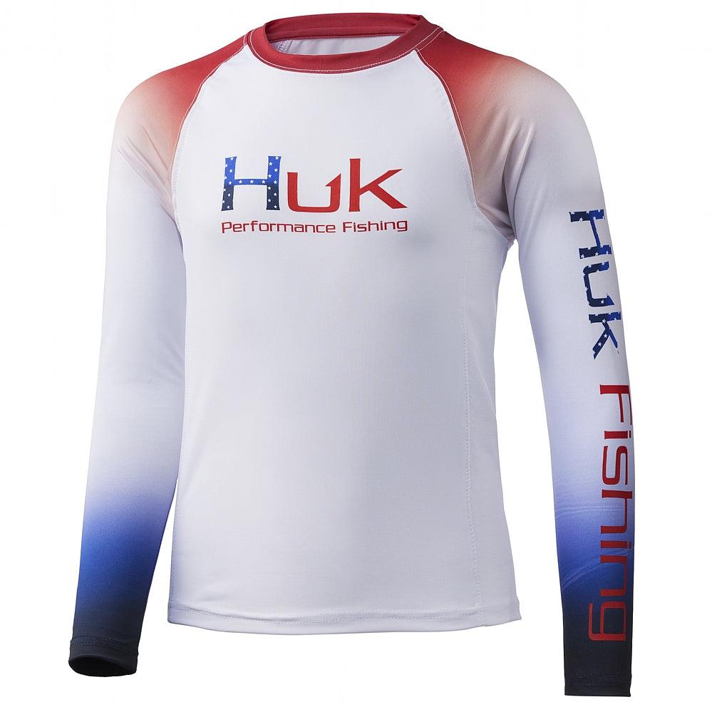 Huk Men's Icon X Blood Red Medium Performance Fishing Long Sleeve Shirt