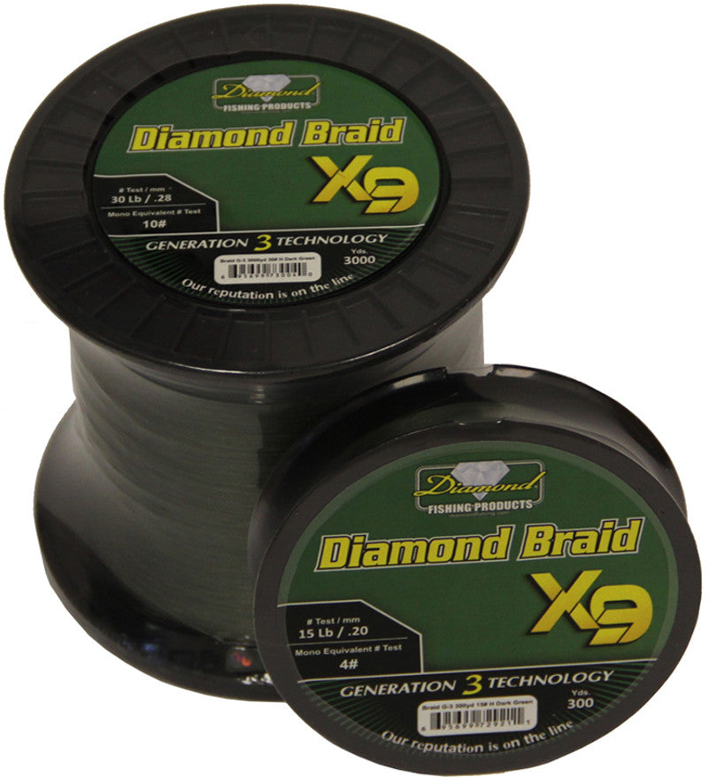 Momoi Diamond Braid Generation III Fishing Line X9 - Dark Green - 25lb - 3000 yds