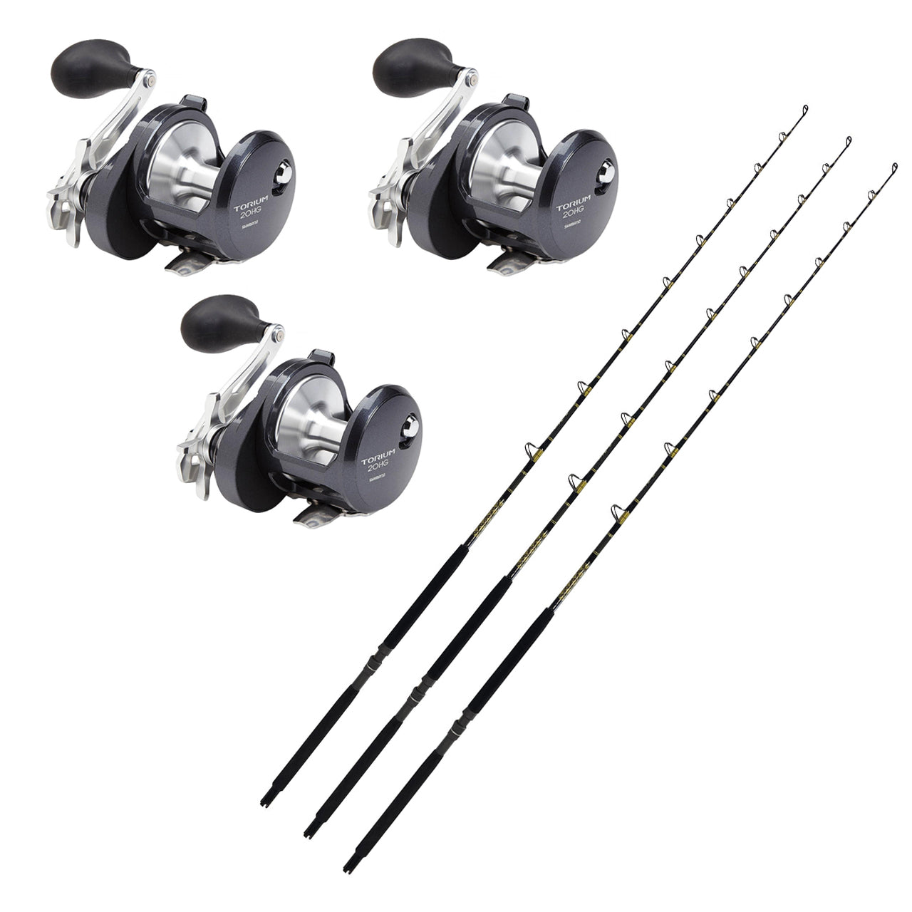 3 Shimano Torium 20 HGA with 3 KC 15-30 7'0 Composite CHAOS Gold Combo  from SHIMANO/CHAOS - CHAOS Fishing