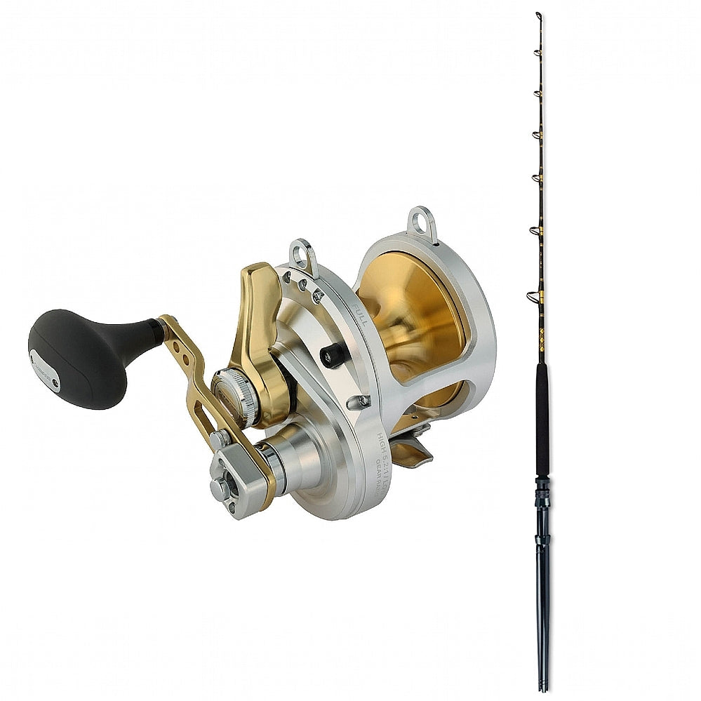 Shimano TYRNOS 20 LEVER DRAG 2 SPD with ECL 30-50 6' Slick Butt CHAOS Gold  Combo from SHIMANO/CHAOS - CHAOS Fishing