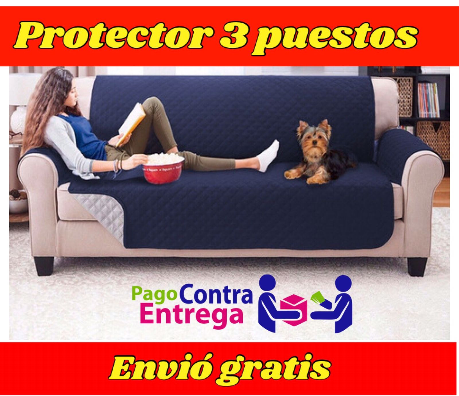 PROTECTOR PARA SOFA DOBLE FAZ REVERSIBLE 3 PUESTOS 160x180CM –  protectivecloth