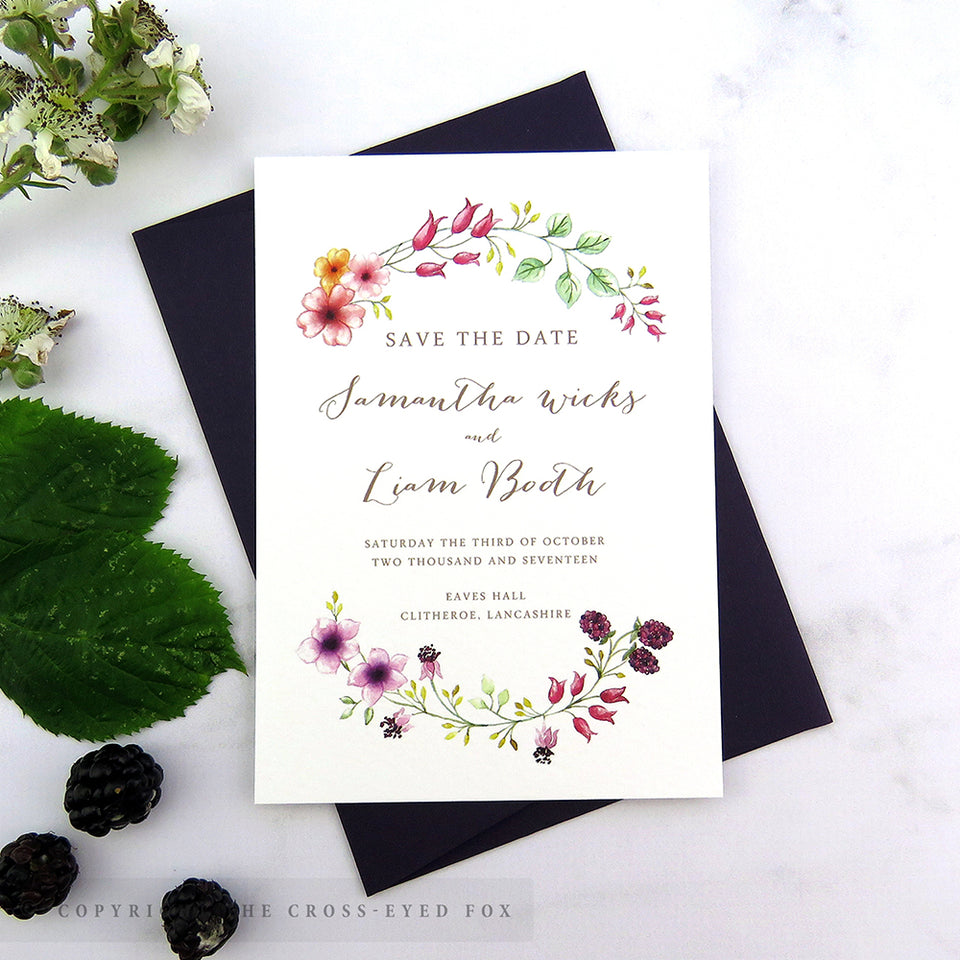 Blackberry Country Brambles Wedding Save The Date Cards The